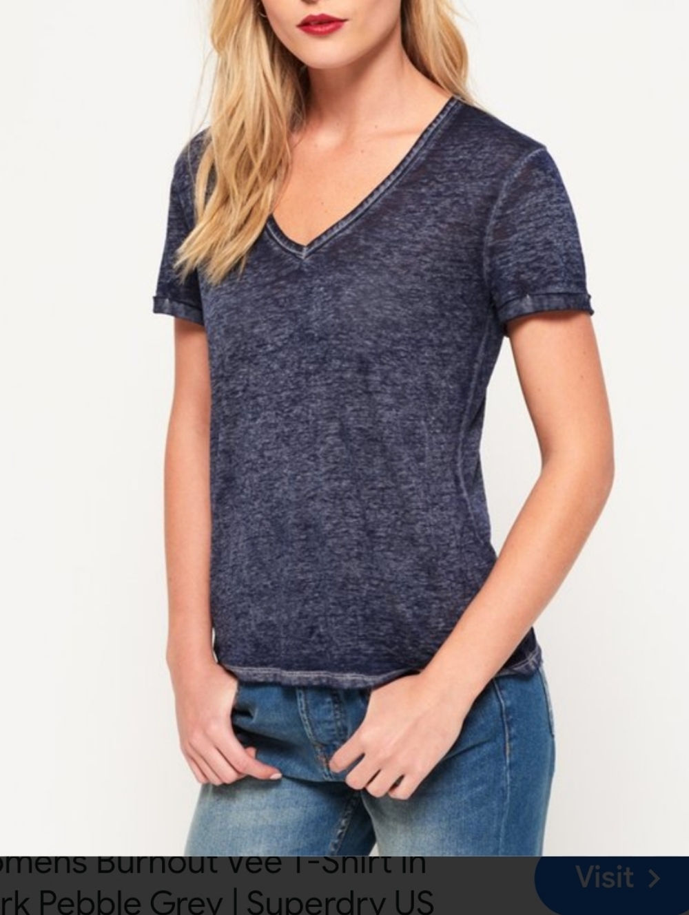 American Eagle Outfitters Navy Blue V-Neck Short Sleeve Semi Sheer Tee Shirt - M